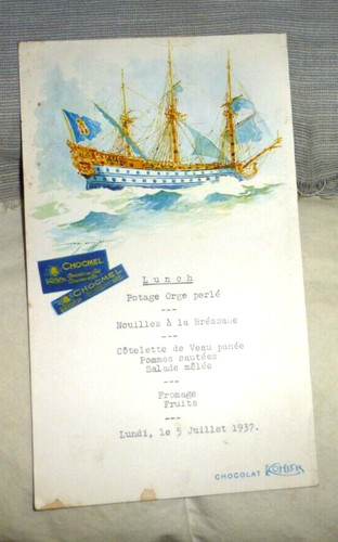 Menu vintage cioccolato kohler - cioccolato,